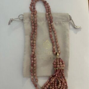 RARE! Kendra Scott Pink Rhodonite Sylvia Tassel Necklace